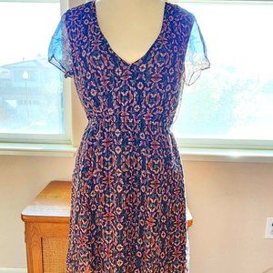 Rebecca Minkoff Butterfly Print Sheer Dress w/Gold Thread - Size 4